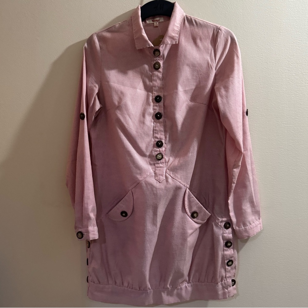 Oversized Button-Up Pink & white Pin Stripe Dress / Shirt